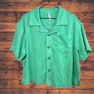 5 for $25🔥Fabletics Island Terry Boxy Button Up Shirt Medium